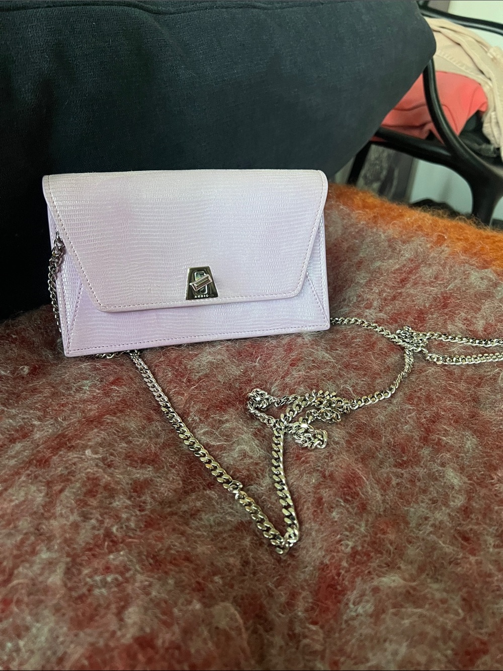 Akris White Crossbody Bag with Silver Chain